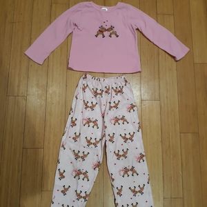 Girls Pink Reindeer Pajamas Size 6/6x TWINS/TRIPS